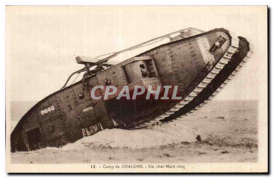 Mourmelon le Grand - Camp de Chalons - Un Char Mark Cinq Militaria - Tank - CPA 