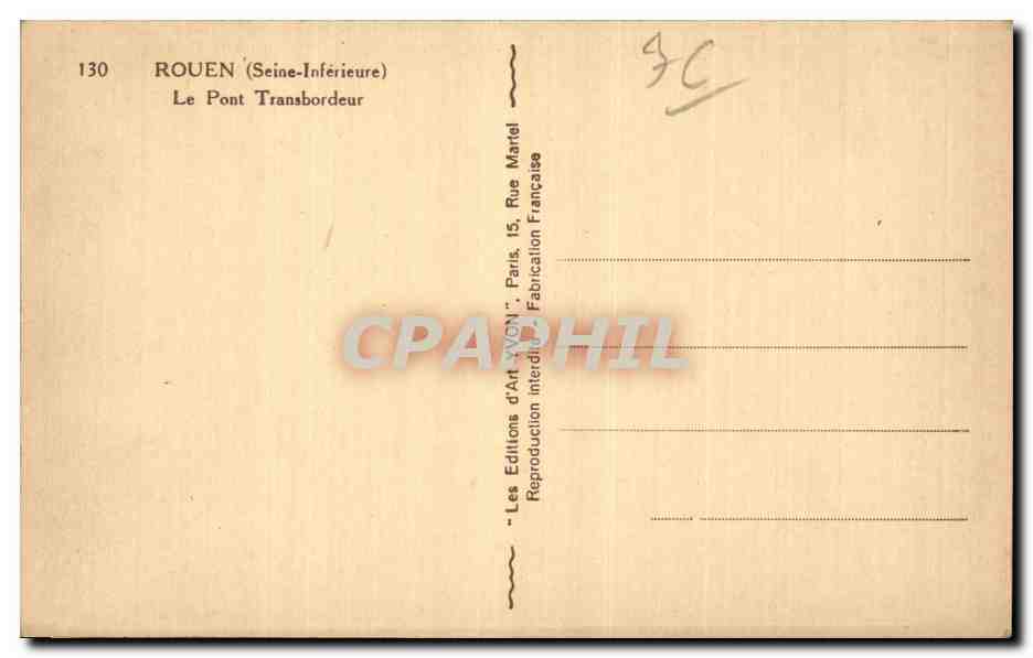 Rouen - Le Pont Transbordeur - CPA  — Verso