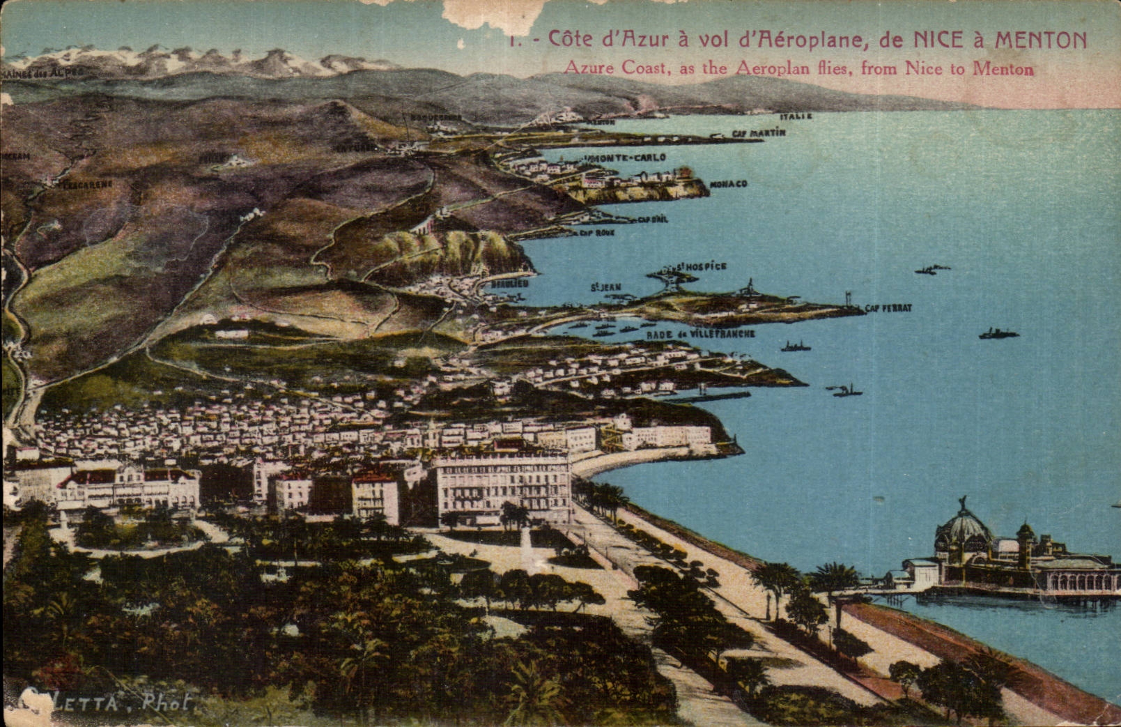 Nice a Menton - Cote d Azur a Vol d Aeroplane - CPA 