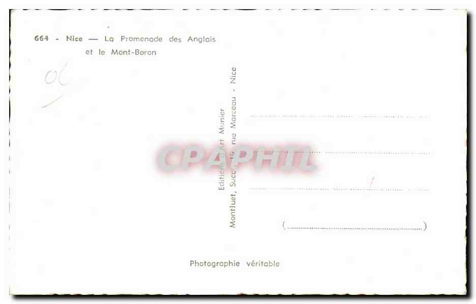 Nice - La Promenade des Anglais et le Mont Baron - CPA  — Rückseite