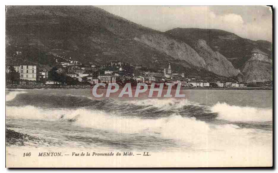 Menton - Vue de la Promenade du Midi - CPA 
