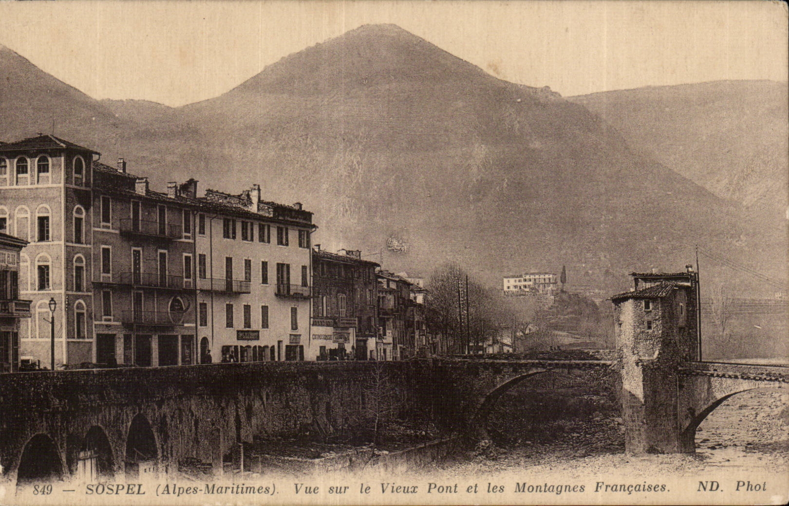 Sospel - Vue sur le Vieux Pont - CPA 