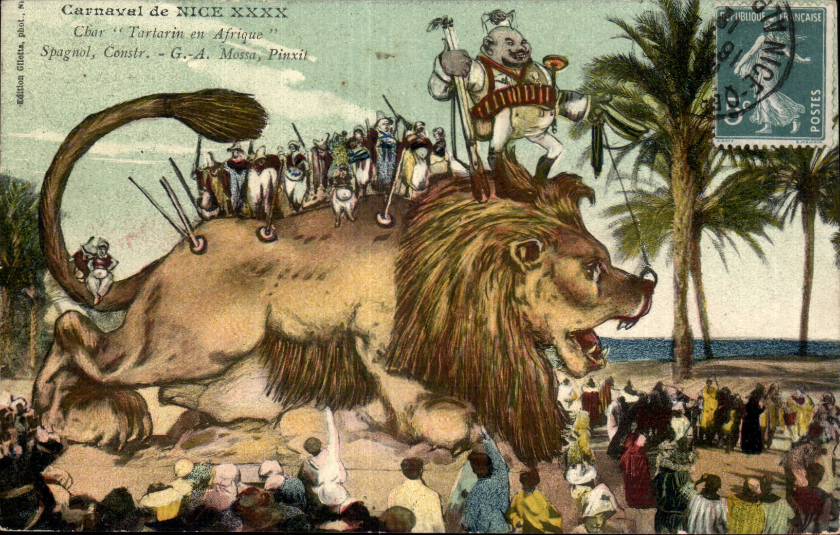 Carnaval de NICE XXXX — Chariot 'Turtiarin en Afrique' — Édition Giletta, Nice