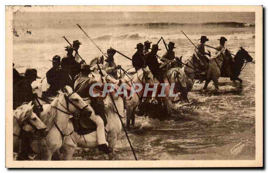 Sainte Maries de la Mer - Pelerinage - Les gardians de Camargue - cheval - horse - CPA 