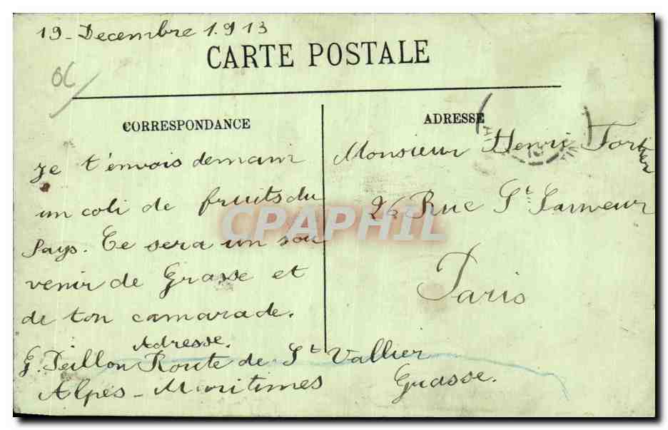 Grasse - Vue entre les Oliviers - CPA  — Rückseite