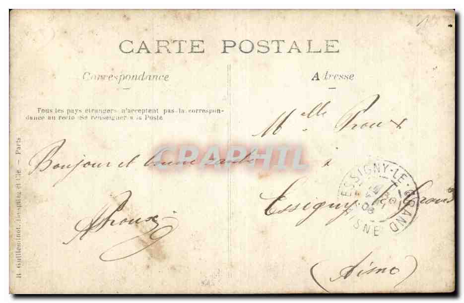 Quatre soldats en tenue de campagne — camp militaire — éditeur R. Goffinminot, Paris, n° de série non visible — Reverso