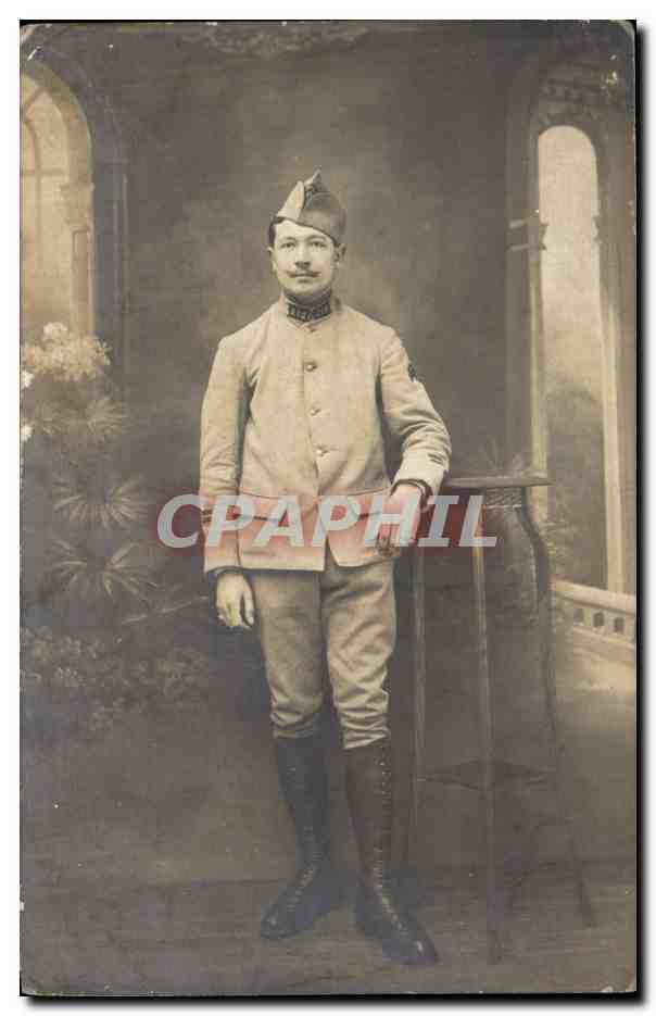 CARTE PHOTO Militaria Soldat Adjudant Chef 