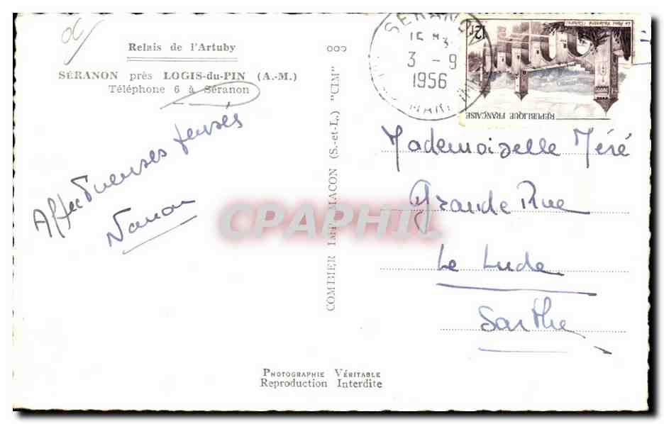 Seranon pres Logis du Pin - Telephone 6 a Seranon - Relais de l Artuby - CPA  — Rückseite