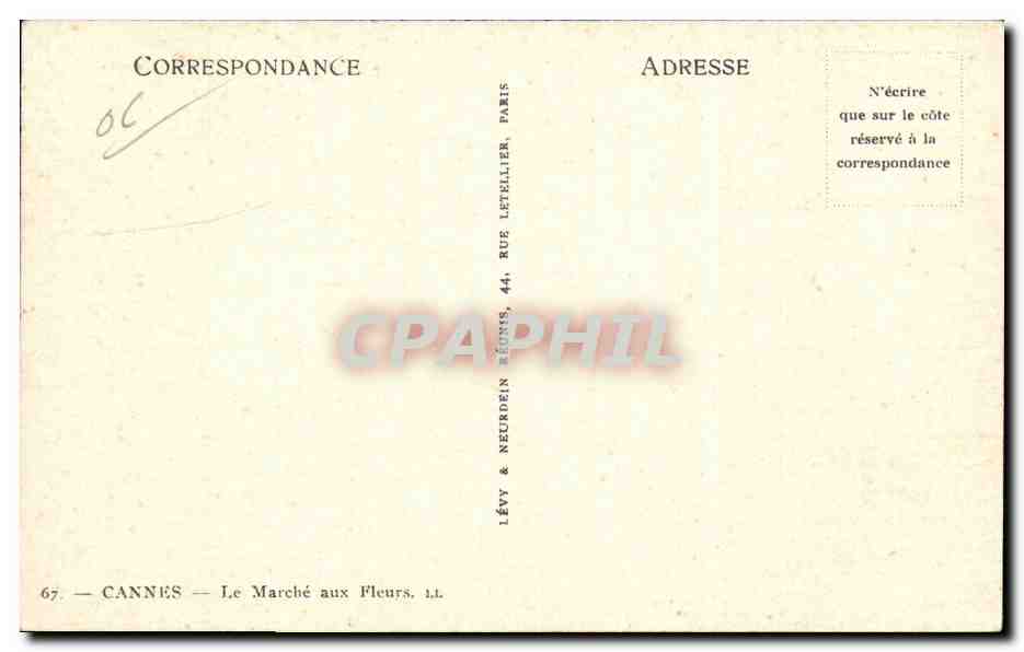 Cannes - Le Marche aux Fleurs - CPA  — Rückseite