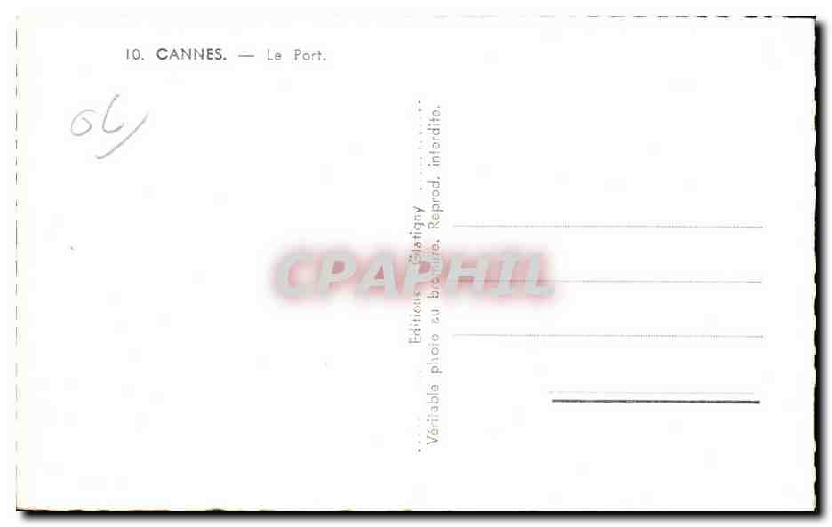 Cannes - Le Port - CPA  — Verso