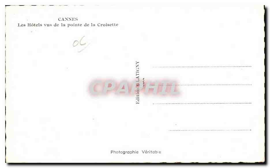 Cannes - Les Hotels vue de la pointe de la Croisette - CPA  — Verso