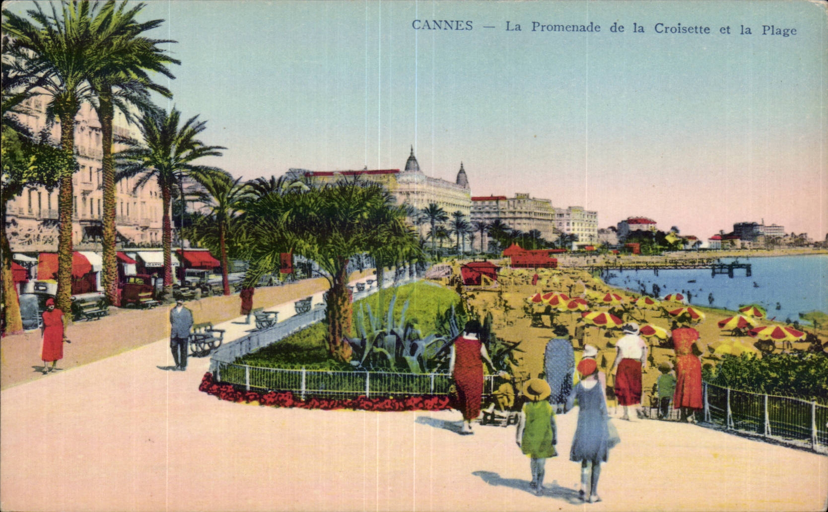Cannes - La Croisette et la Plage - CPA 
