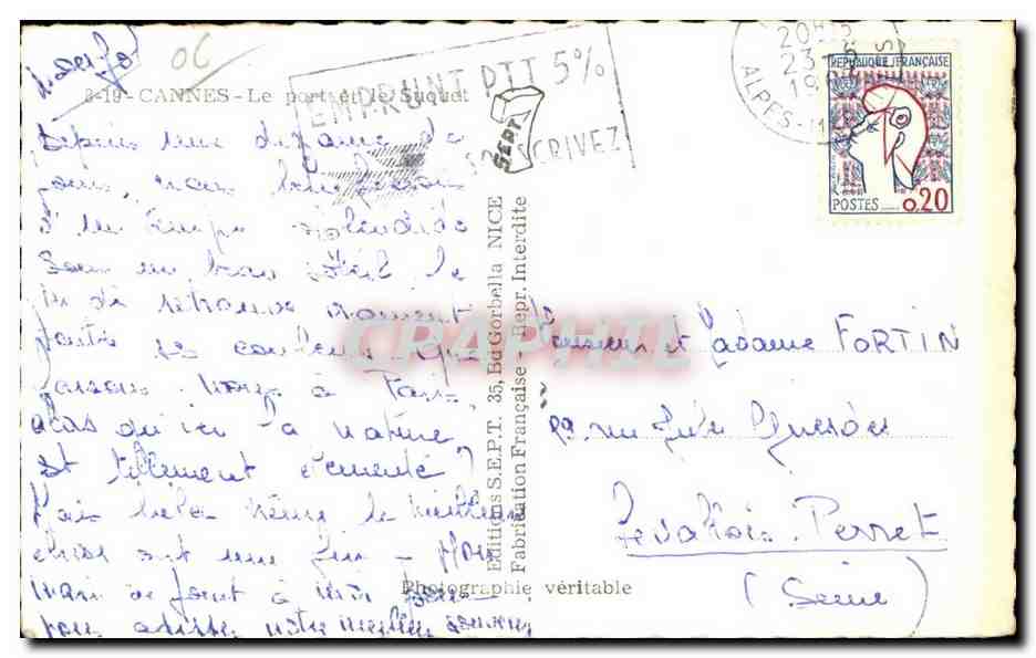 Cannes - Le Port - CPA  — Verso