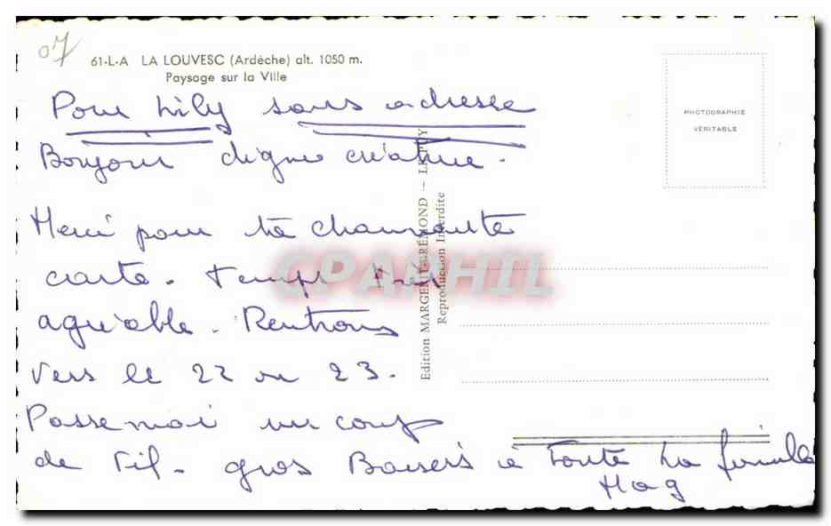 La Louvesc - Paysage sur la Ville - CPA — Verso
