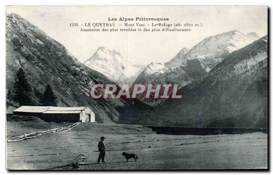 Le Queyras - Mont Viso - Le Refuge - chien - dog - CPA