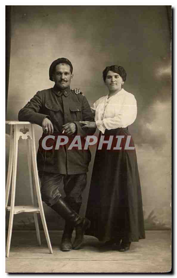 CARTE PHOTO Militaria Soldat et sa femme