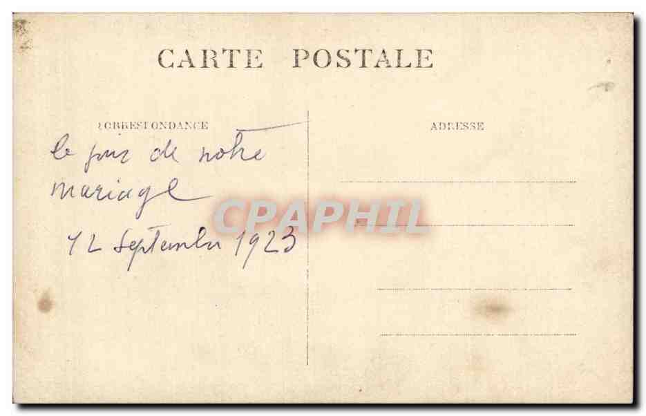 CARTE PHOTO Militaria Soldat le jour se son mariage 1923 — Rückseite