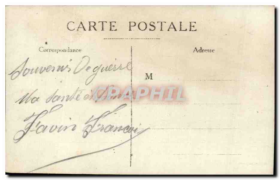 Soldado en uniforme — estudio fotográfico — tarjeta postal — Reverso