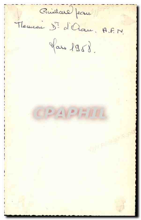 CARTE PHOTO Militaria Soldat Afrique du Nord 1958 Oran  — Rückseite
