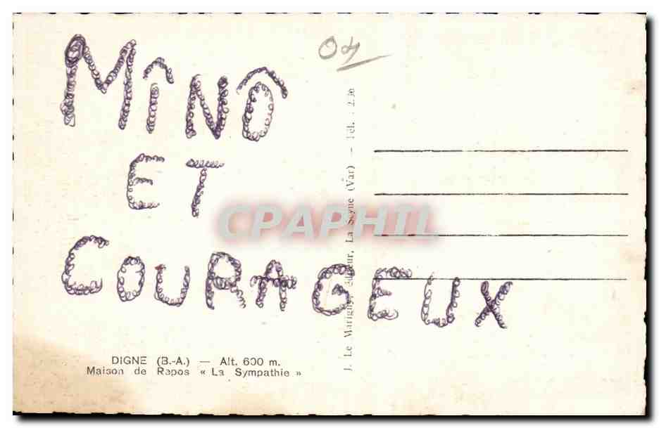 Digne - Maison de Repos - La Sympathie - CPA  — Rückseite