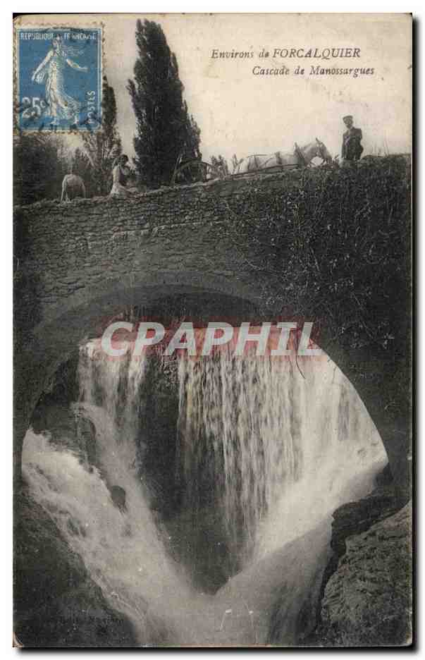 Environs de Forcalquier - Cascade de Manossargues Attelage animee- CPA 