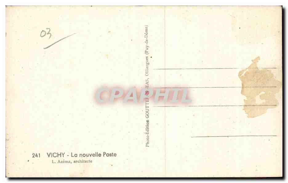 Vichy - La Nouvelle Poste - CPA — Verso