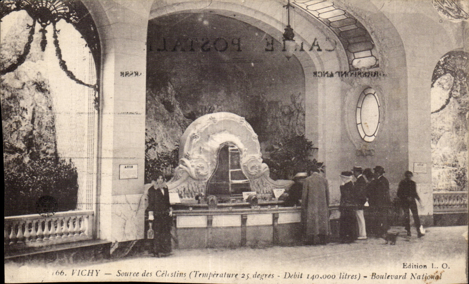 Vichy — Source des Célestins (Température 25 degrés - Débit 140.000 litres) — Boulevard National — Edition L. O.