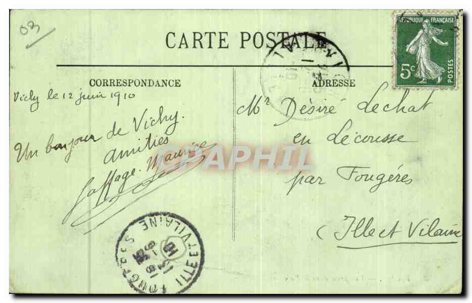 Vichy - Vue prise dans le Parc - CPA — Verso