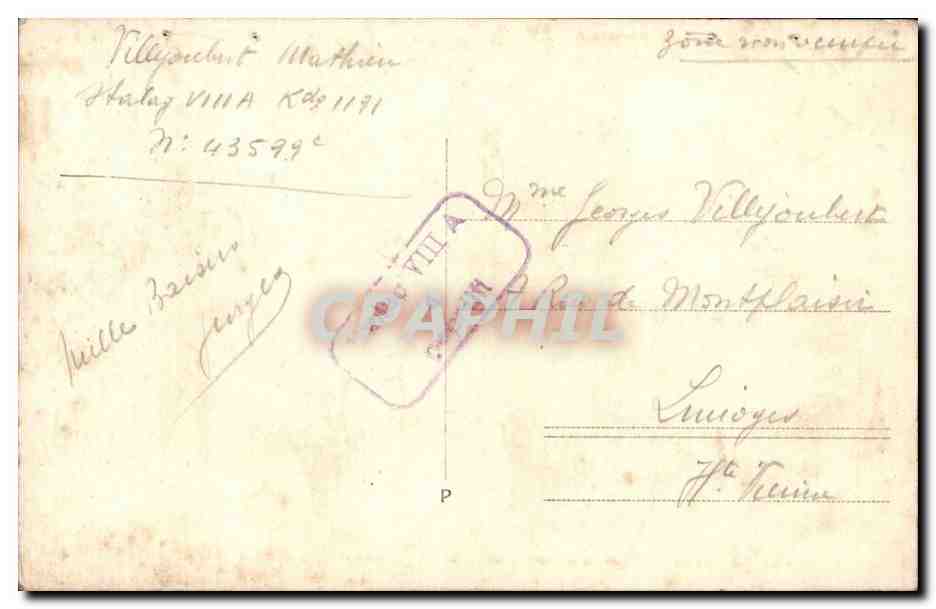 CARTE PHOTO Militaria Soldat Stalag VIII Kdo 1191 — Rückseite