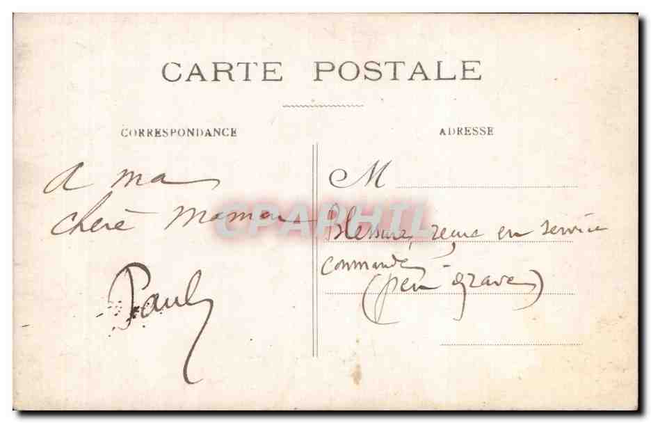 Groupe de soldats en uniforme — jardin avec petite maison — éditeur non visible — Verso