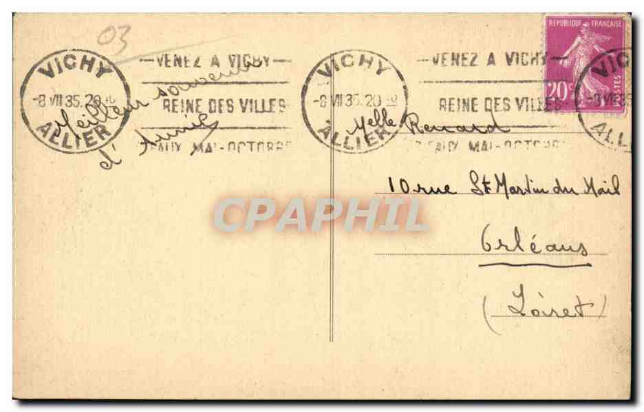 Vichy — Départ en bateau pour une promenade sur l'Allier — éditeur inconnu — Rückseite
