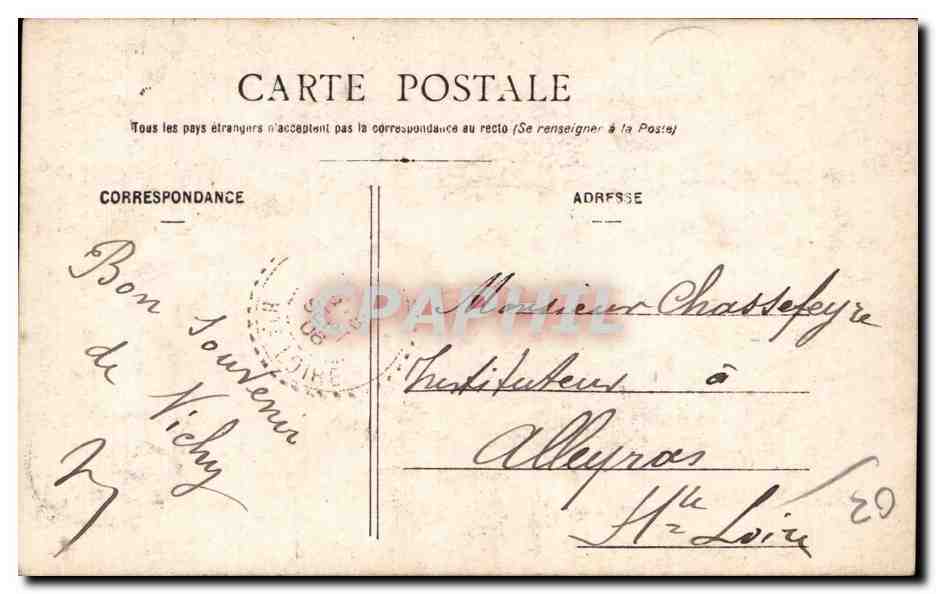 Vichy — vue de la gare — E.A. Paris, n° de série non visible — Reverso