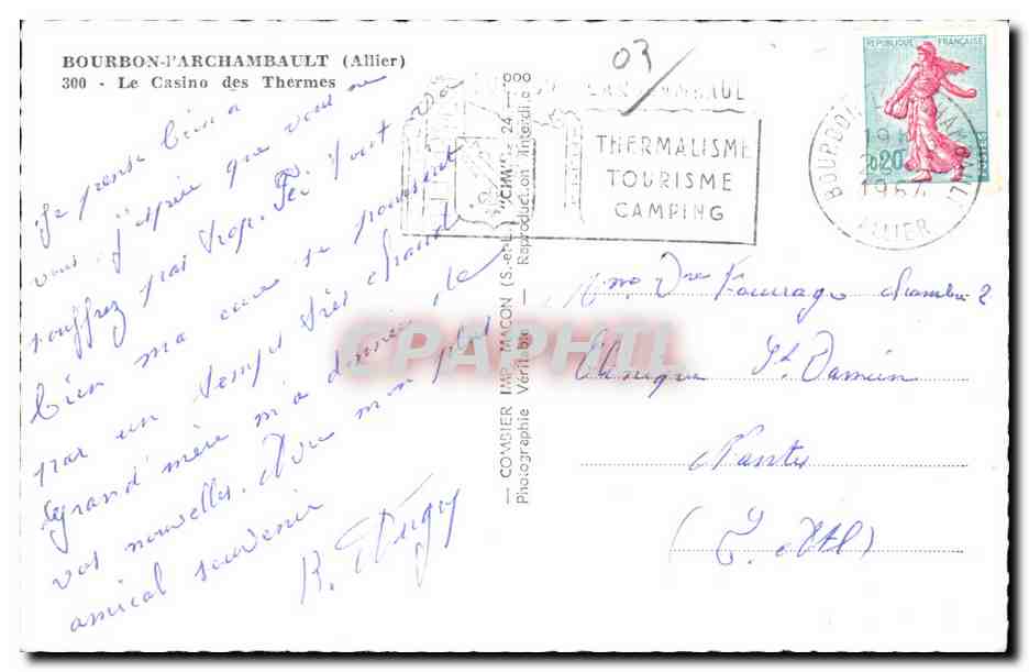 Bourbon l Archambault - Le Casino des Thermes - CPA  — Verso