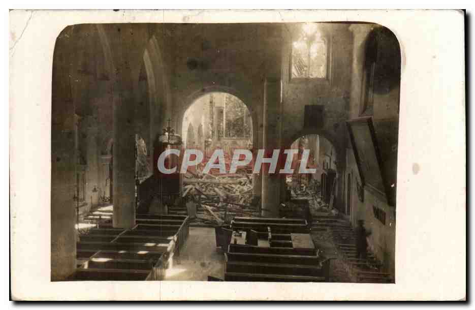 CARTE PHOTO Militaria Eglise en ruine 