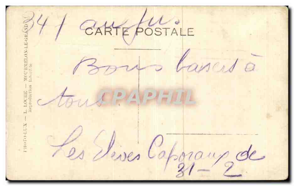 CARTE PHOTO Militaria Soldats Eleves caporaux — Verso