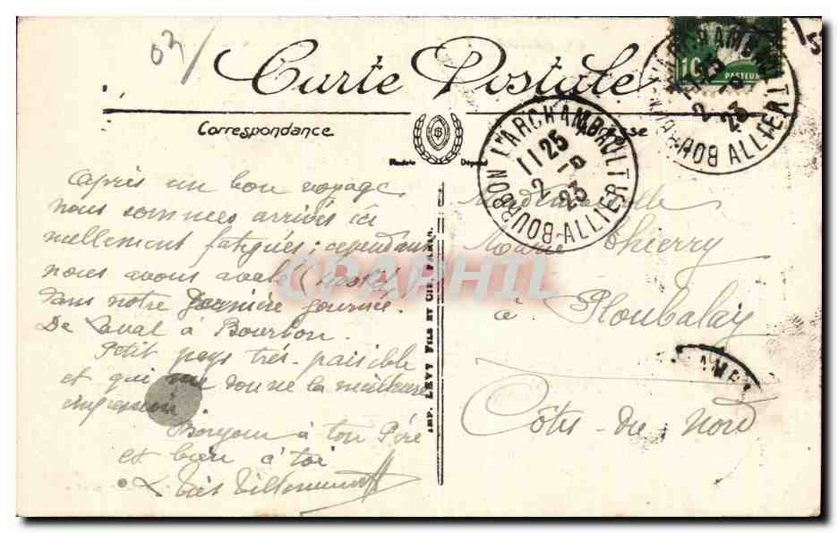 Bourbon l Archambault - Le Chateau et l Etang Lavandieres - CPA  — Verso