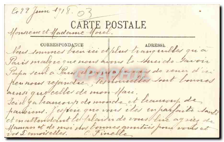 Vichy - Vue prise de la Terrasse du Casino - CPA  — Verso