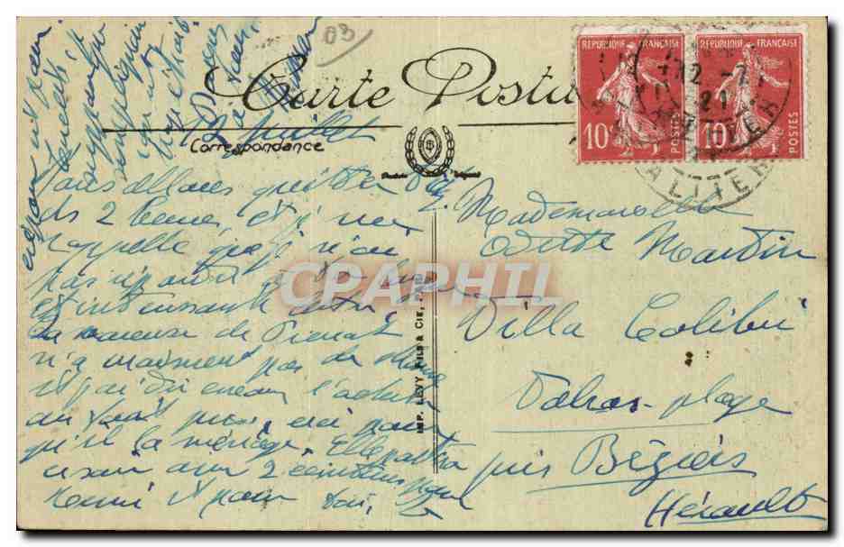 Vichy - L Hotel du Havre et de New York - CPA  — Rückseite