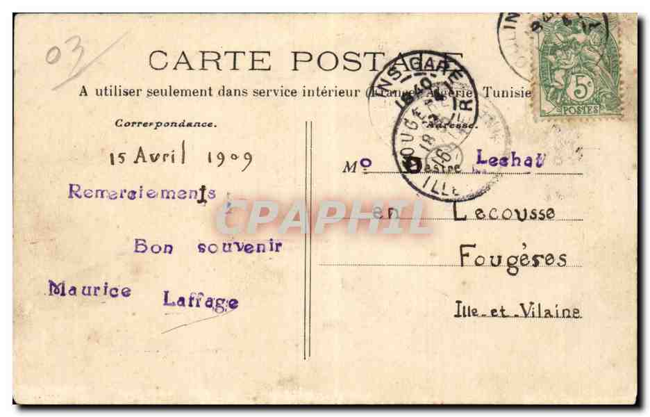 Bourbonnais — Souvenir du Bourbonnais — P. Paquet, edit Moulin — Reverso