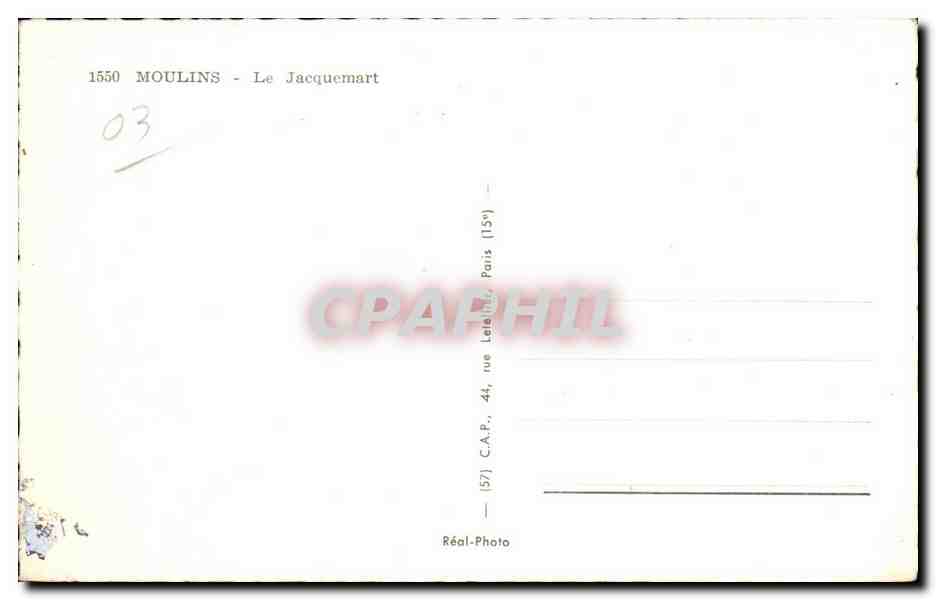 Moulins - Le Jacquemart - CPA  — Verso