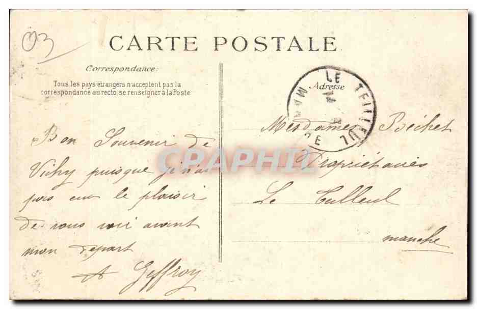 Vichy - La Galerie Couverte Marchande de fleurs - CPA  — Rückseite
