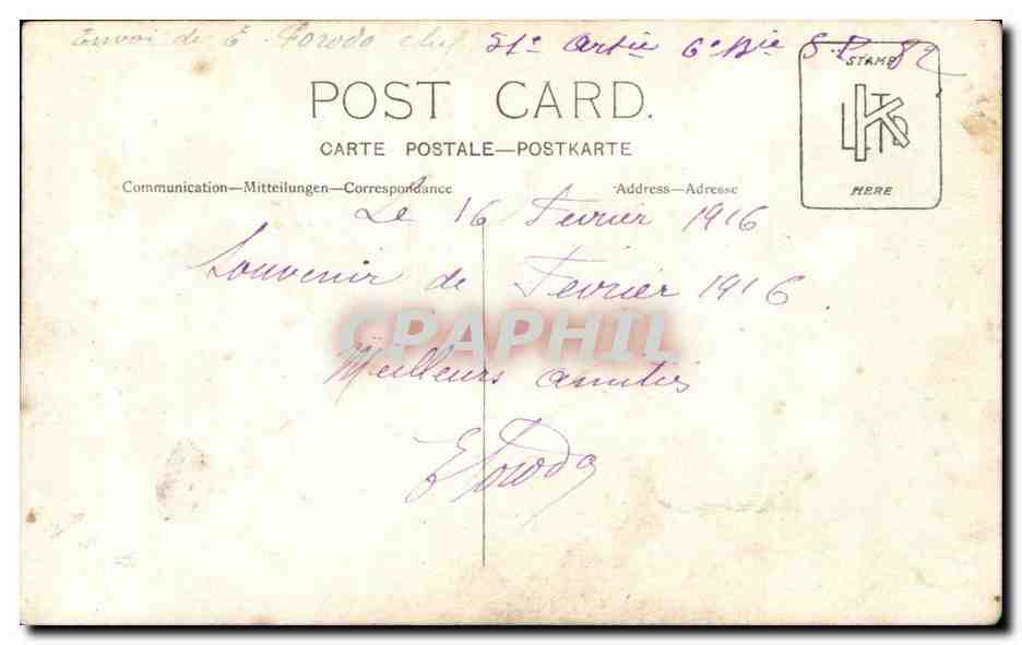 CARTE PHOTO Militaria Soldat — Rückseite