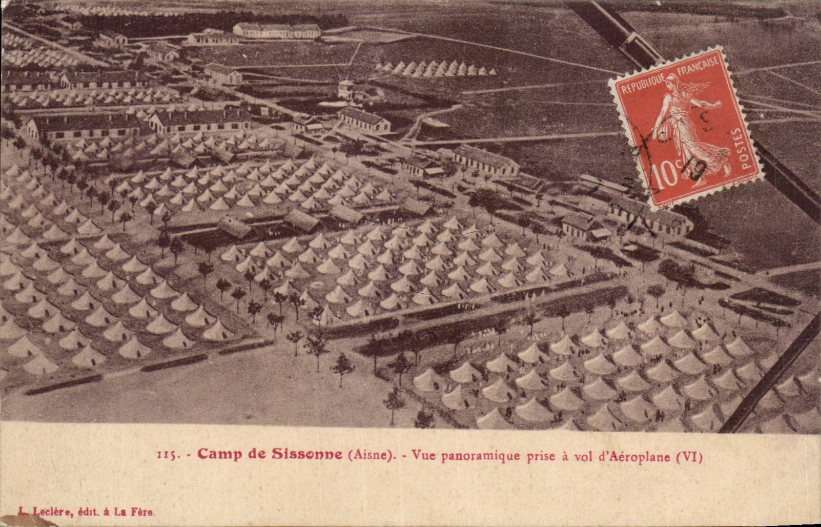 Camp de Sissonne (Aisne) — Vue panoramique prise à vol d’aéroplane (VI) — L. Laclère, édit. à La Fère