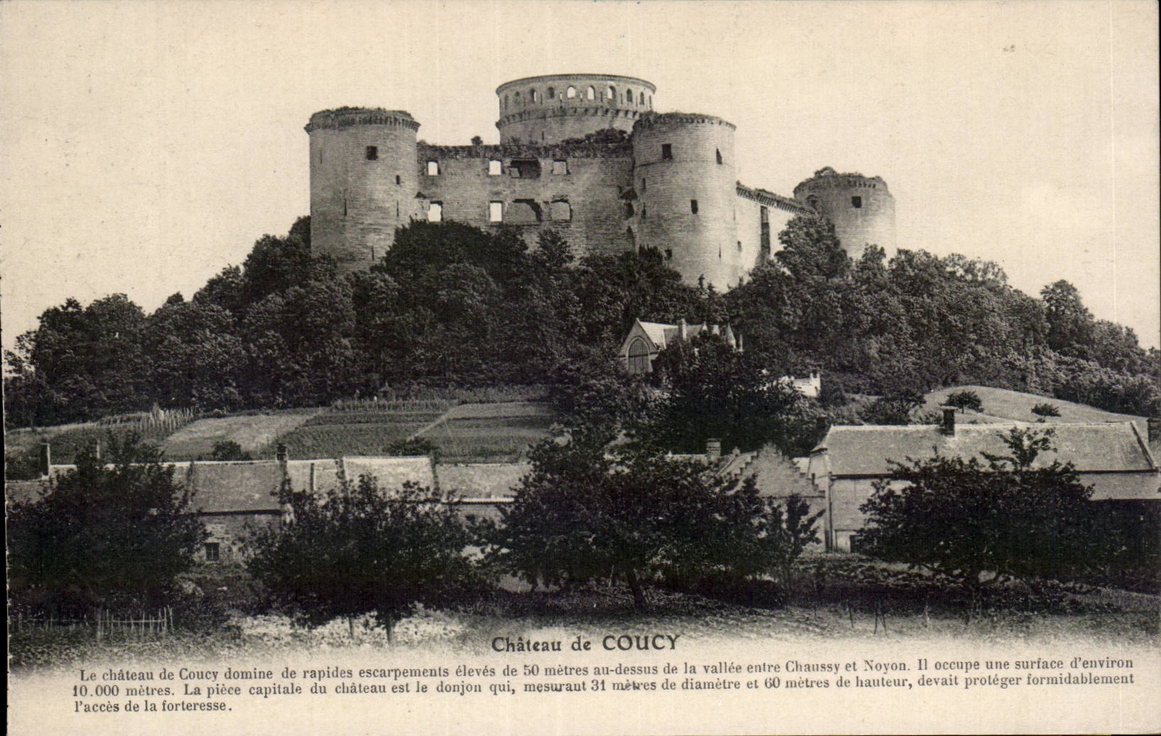 Château de Coucy — ruines sur éperon rocheux entre Chaussy et Noyon — éditeur non visible - Anverso