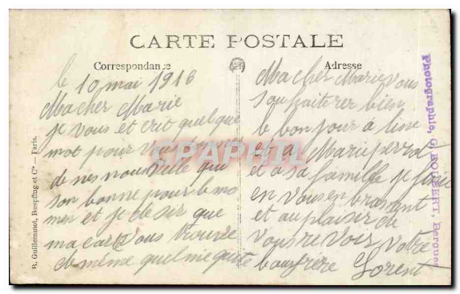 Due soldati — posa studio — fotografia di ROBERT, Bergerac — Verso