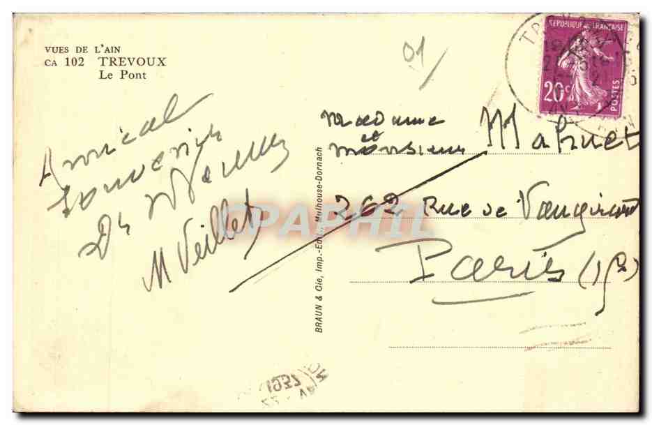 Trevoux - Le Pont - CPA — Rückseite