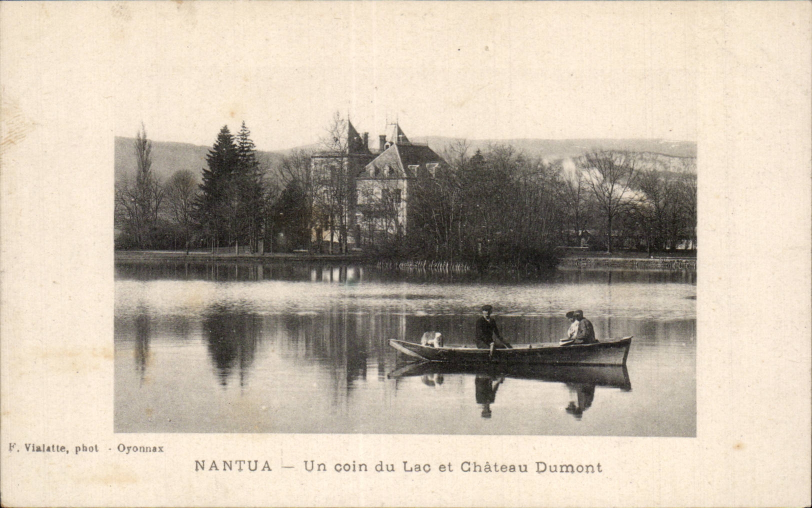 NANTUA — Un rincón del Lago y Castillo Dumont — F. Vialatte, fot. Oyonnax