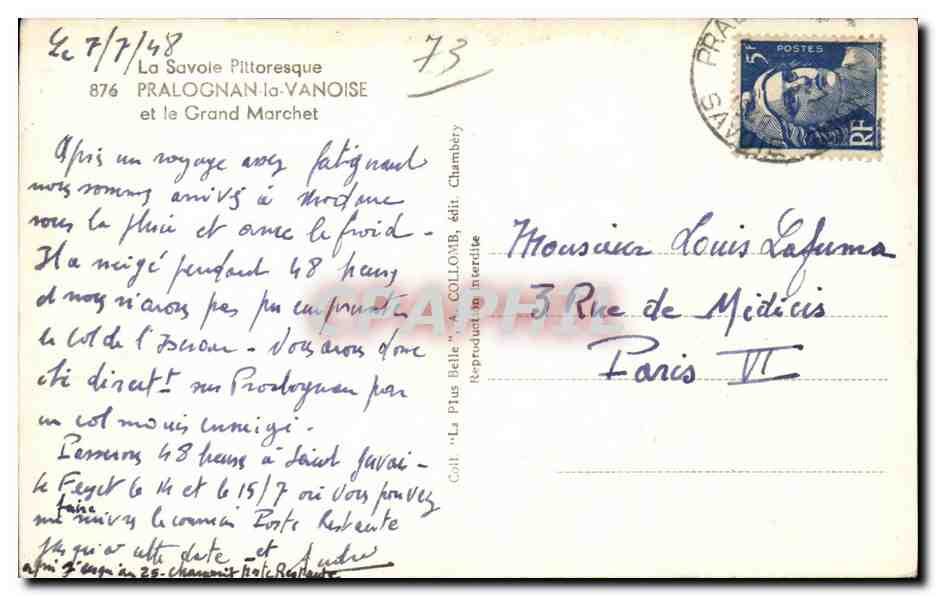 Pralognan la Vanoise - Le Grand Marchet - CPA  — Rückseite