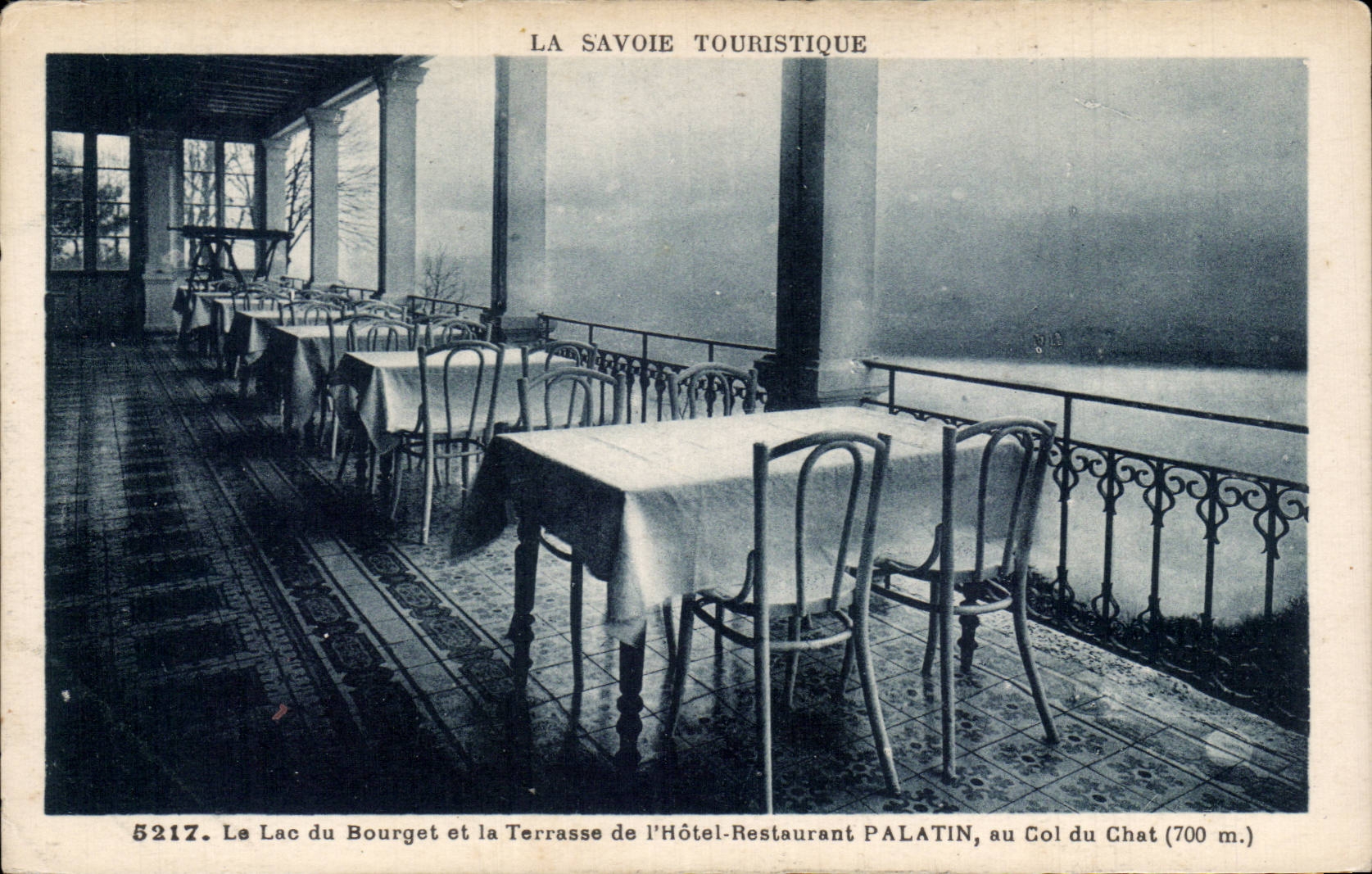 Le Lac du Bourget et la Terrasse de l Hotel Restaurant Palatin - au col du chat - CPA 