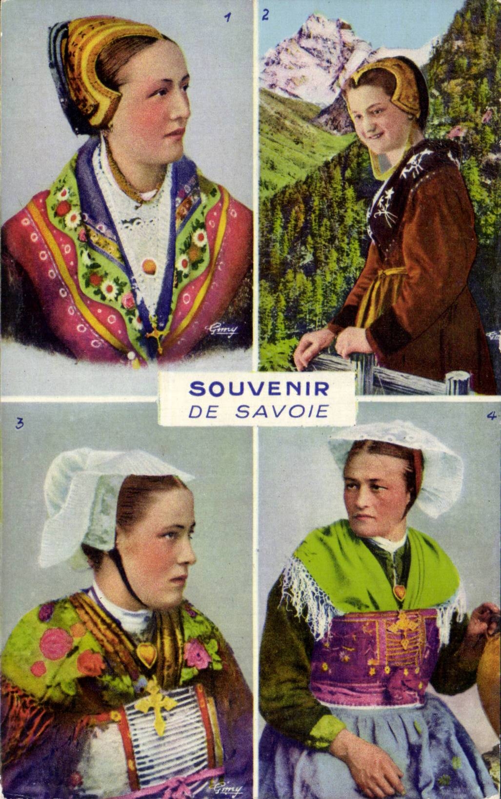 Savoie - Souvenir Coiffes Folklore costume - CPSM